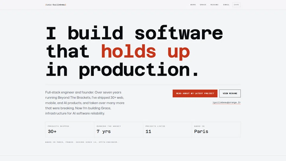 Homepage snapshot at launch