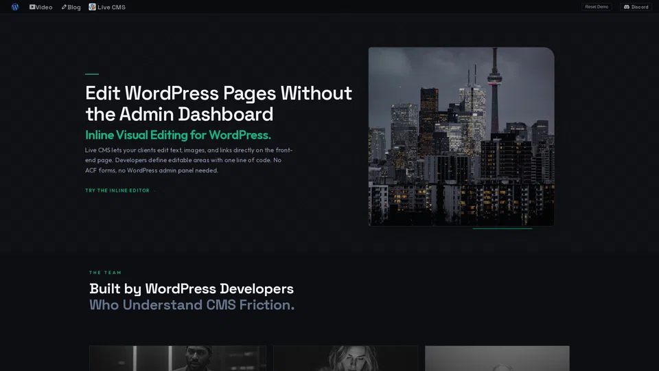 Homepage snapshot at launch