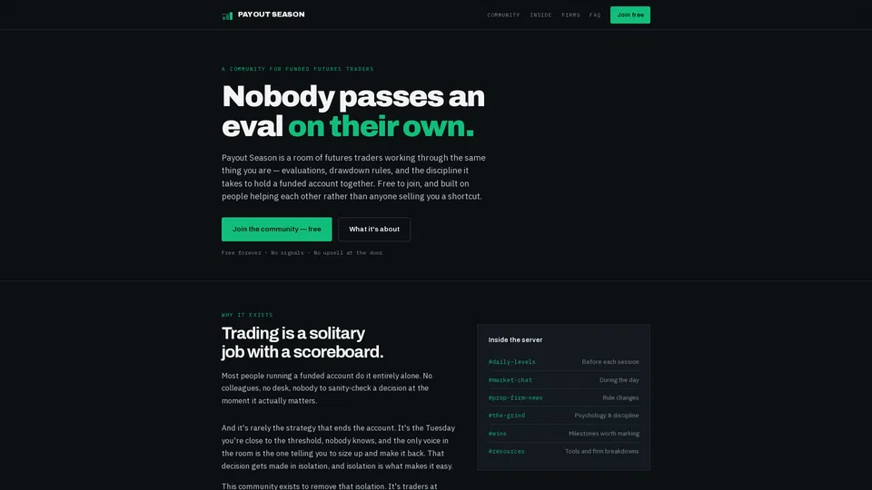 Homepage snapshot at launch