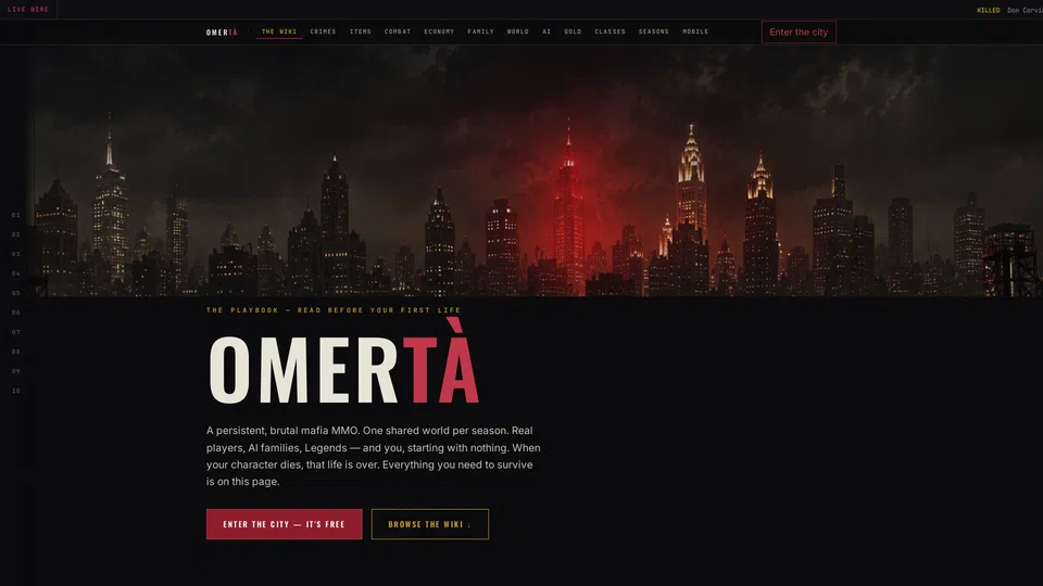 Homepage snapshot at launch