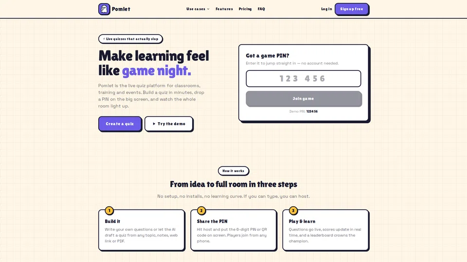 Homepage snapshot at launch
