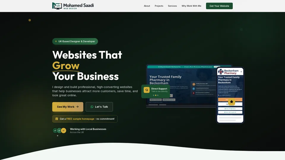 Homepage snapshot at launch