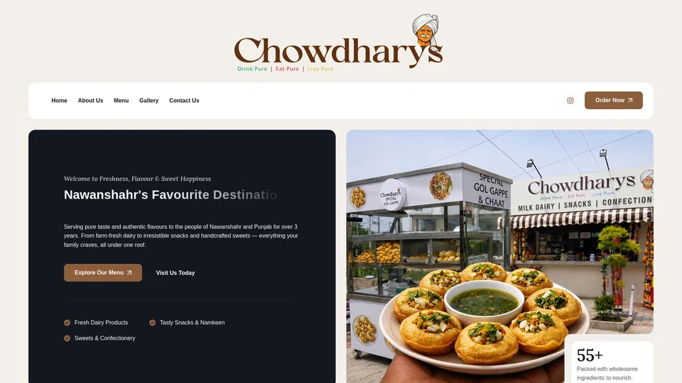 Homepage snapshot at launch