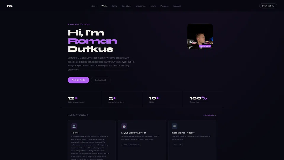 Homepage snapshot at launch