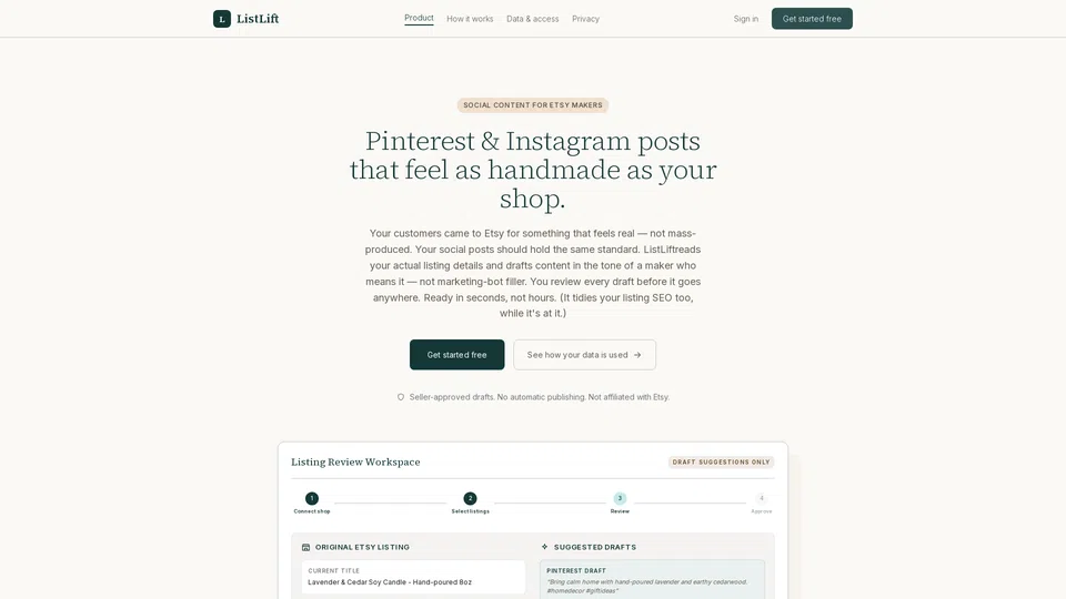 Homepage snapshot at launch