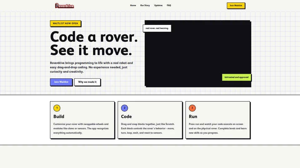 Homepage snapshot at launch