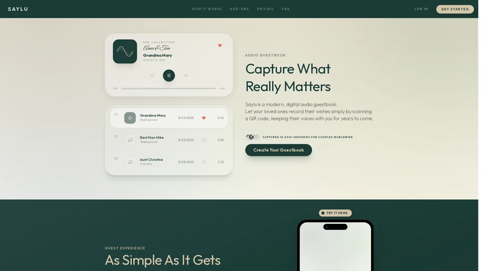 Homepage snapshot at launch