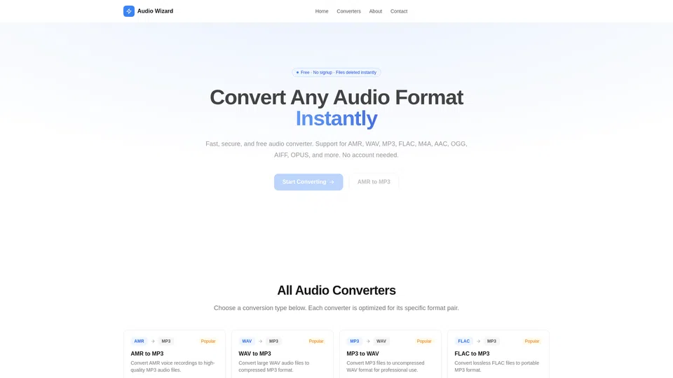 Homepage snapshot at launch