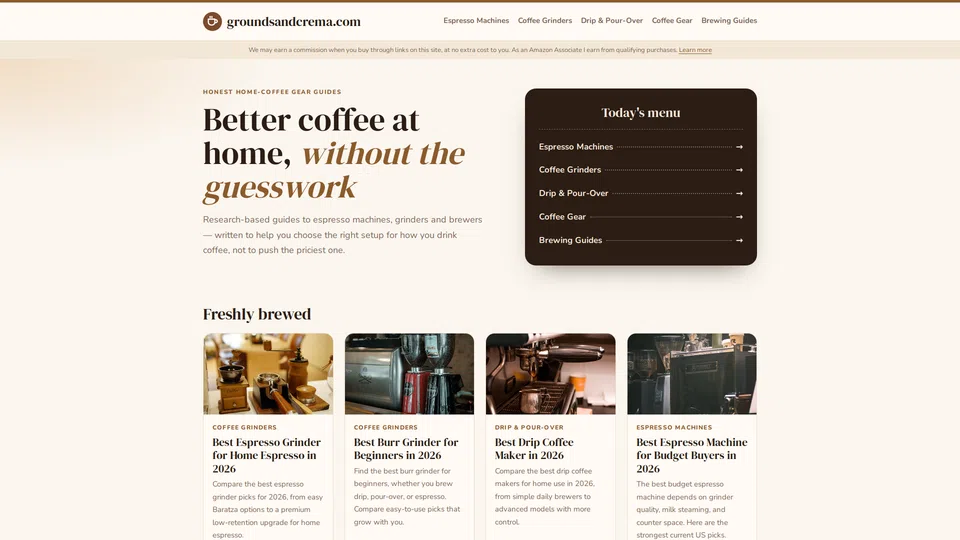 Homepage snapshot at launch