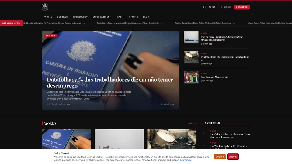 Homepage snapshot at launch