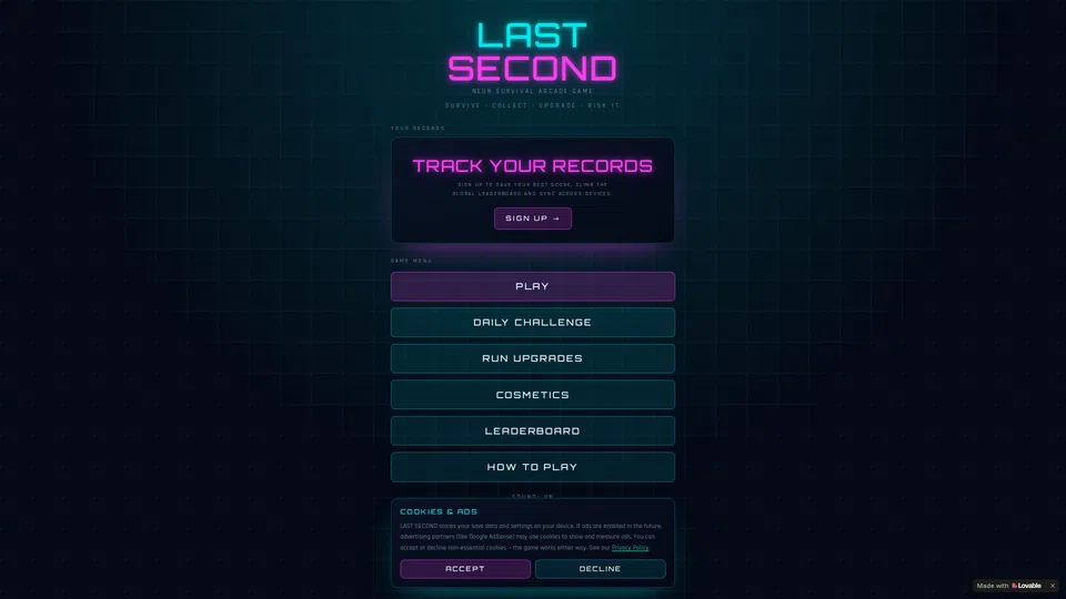 Homepage snapshot at launch