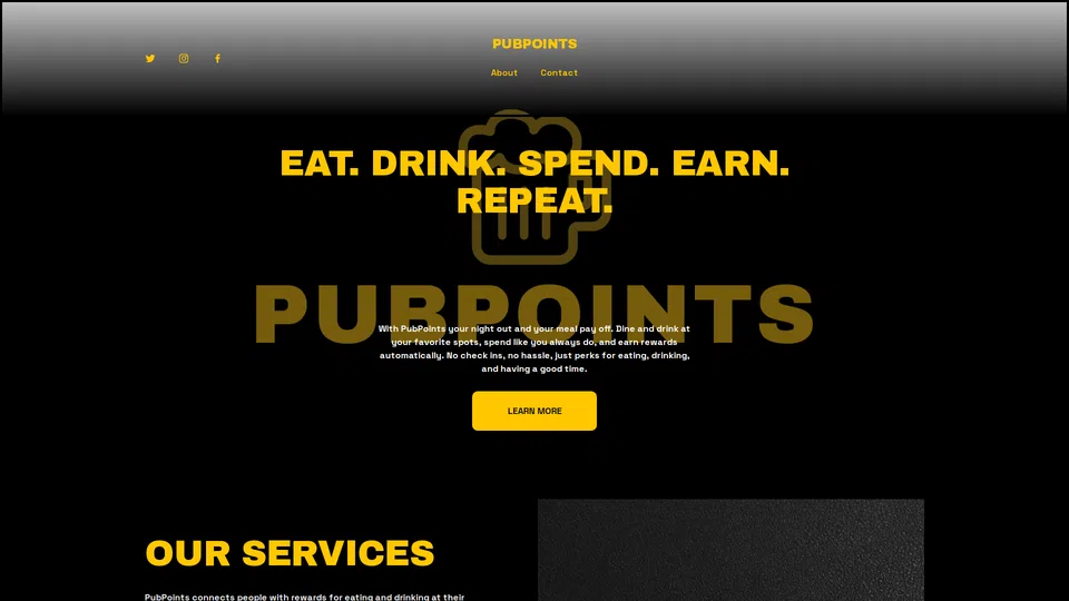 Homepage snapshot at launch