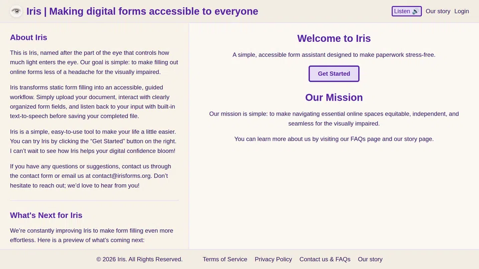 Homepage snapshot at launch