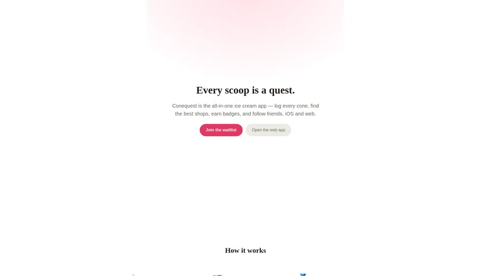 Homepage snapshot at launch