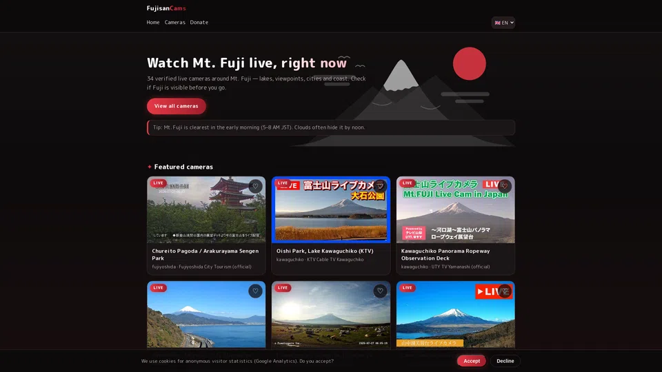 Homepage snapshot at launch