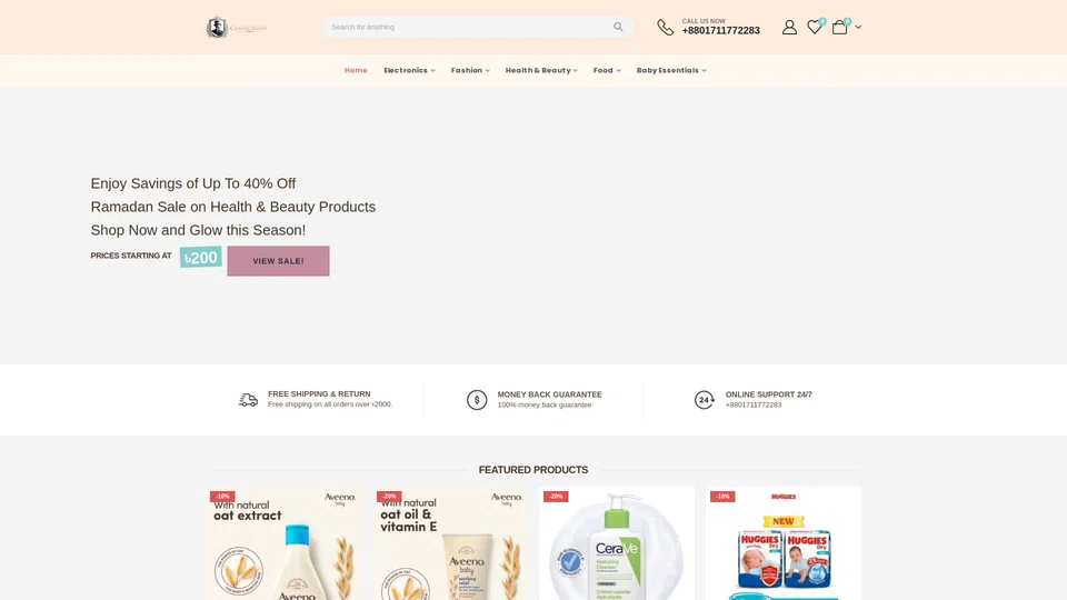 Homepage snapshot at launch