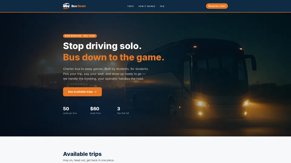 Homepage snapshot at launch