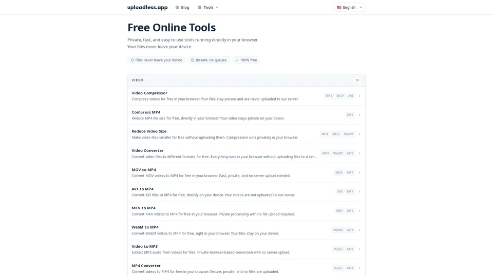 Homepage snapshot at launch