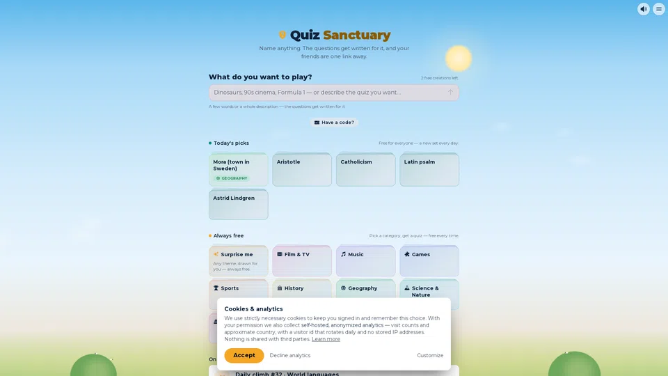 Homepage snapshot at launch