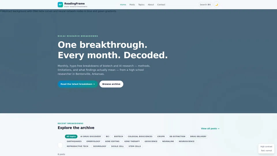 Homepage snapshot at launch