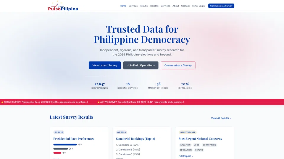 Homepage snapshot at launch