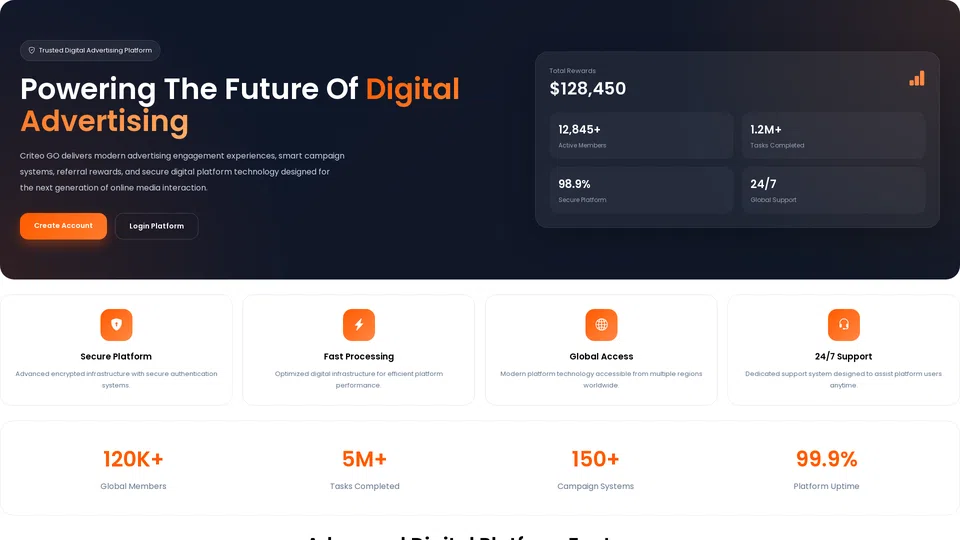 Homepage snapshot at launch
