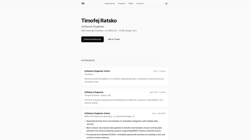 Homepage snapshot at launch