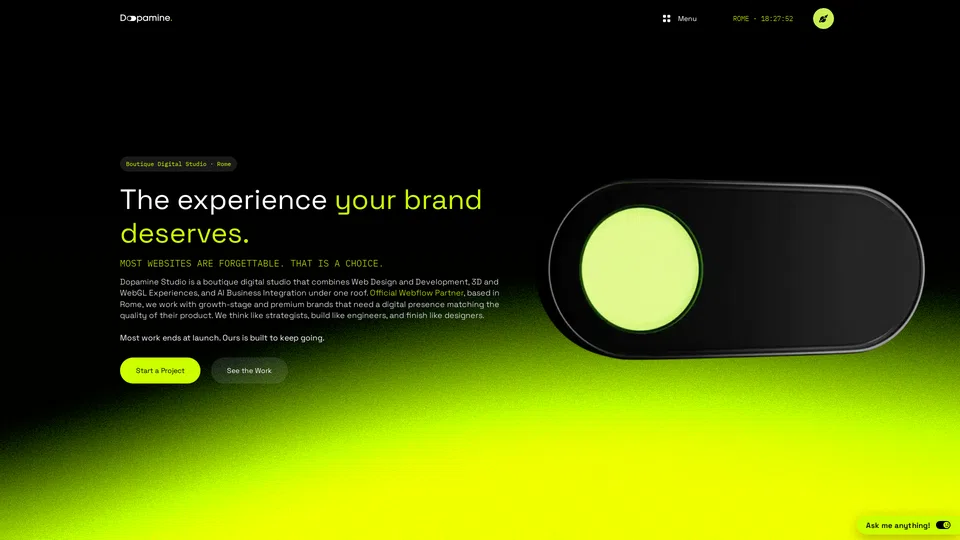 Homepage snapshot at launch