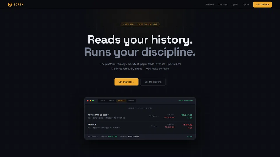Homepage snapshot at launch