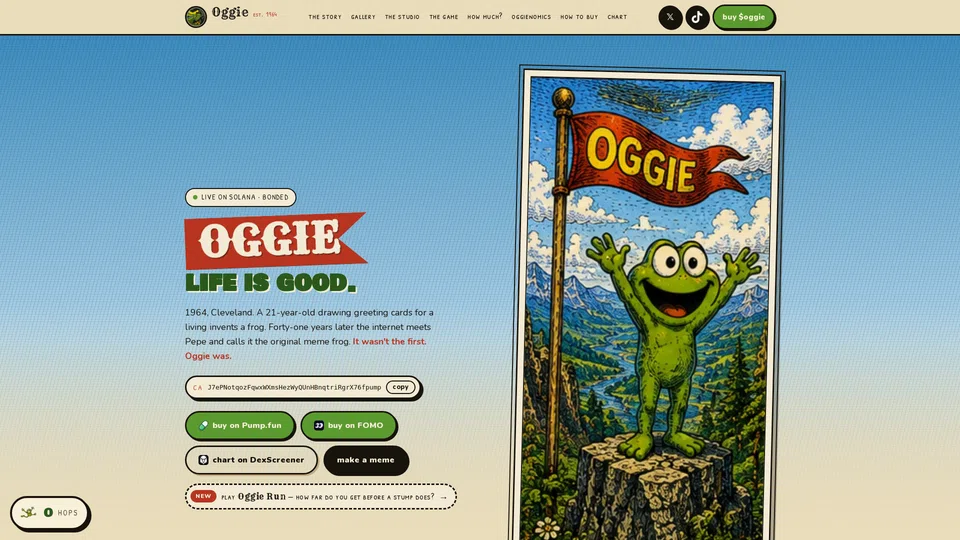 Homepage snapshot at launch
