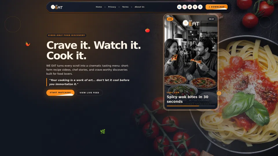 Homepage snapshot at launch