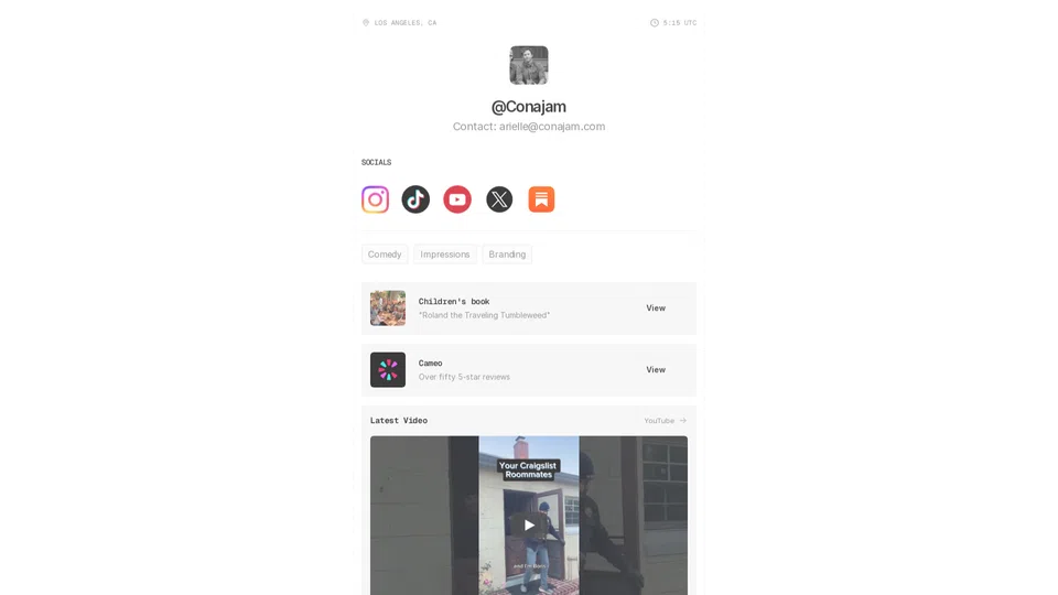 Homepage snapshot at launch