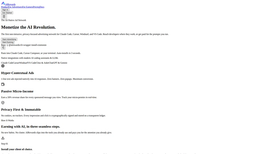 Homepage snapshot at launch