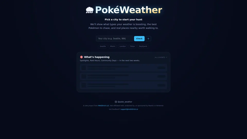 Homepage snapshot at launch