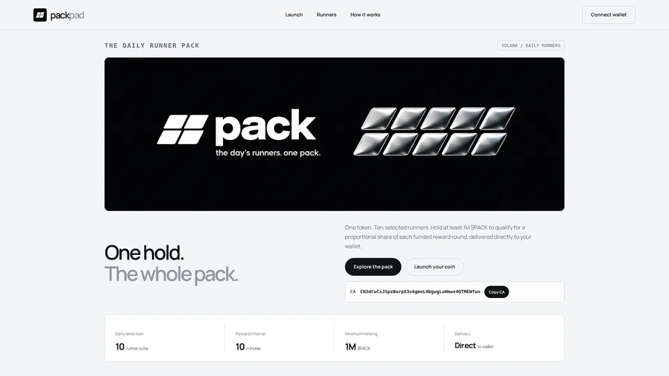 Homepage snapshot at launch