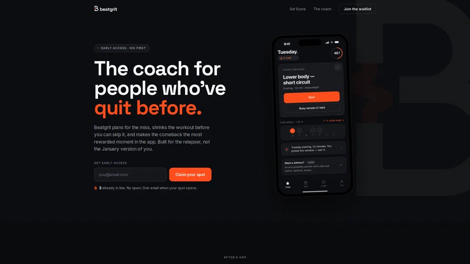 Homepage snapshot at launch