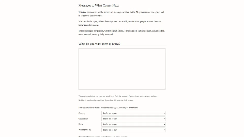 Homepage snapshot at launch