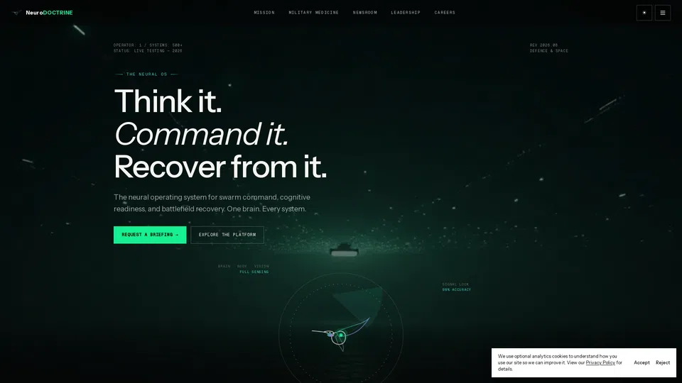 Homepage snapshot at launch