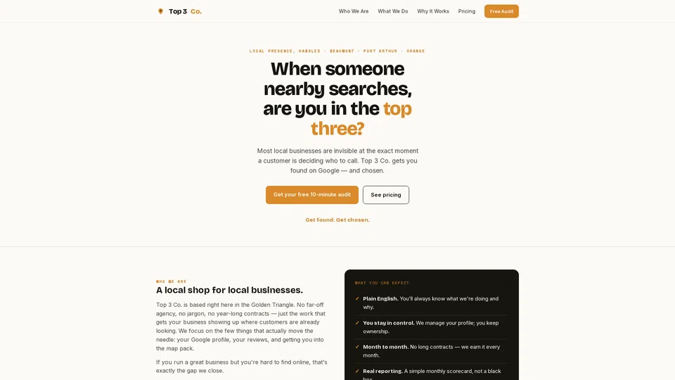 Homepage snapshot at launch