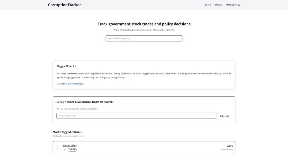 Homepage snapshot at launch