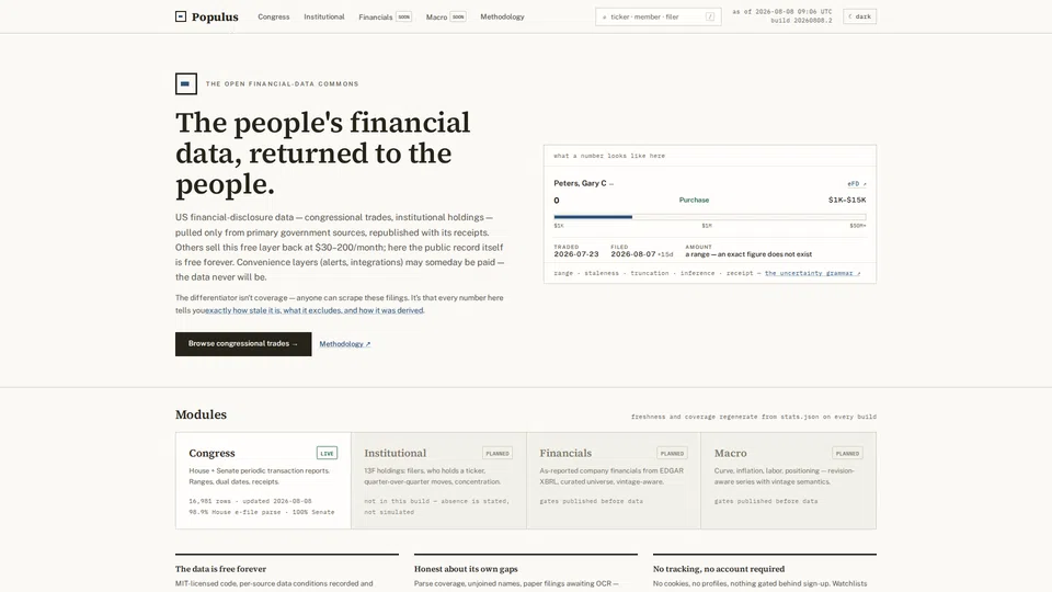 Homepage snapshot at launch