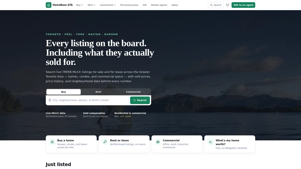 Homepage snapshot at launch