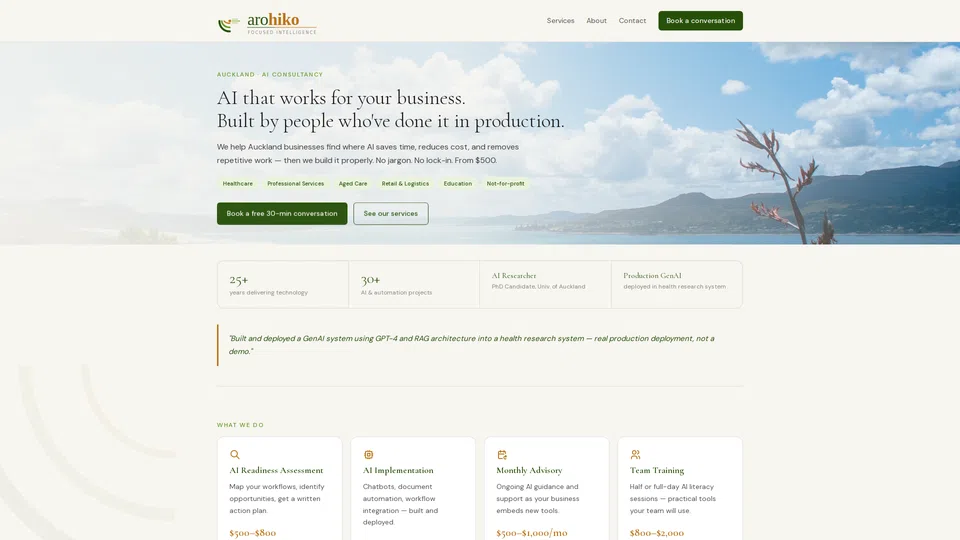 Homepage snapshot at launch