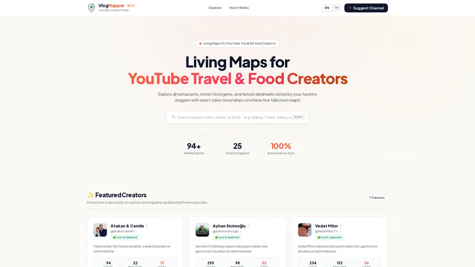 Homepage snapshot at launch