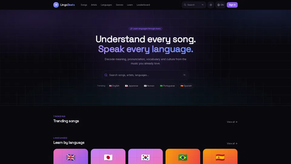 Homepage snapshot at launch