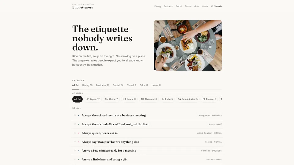 Homepage snapshot at launch