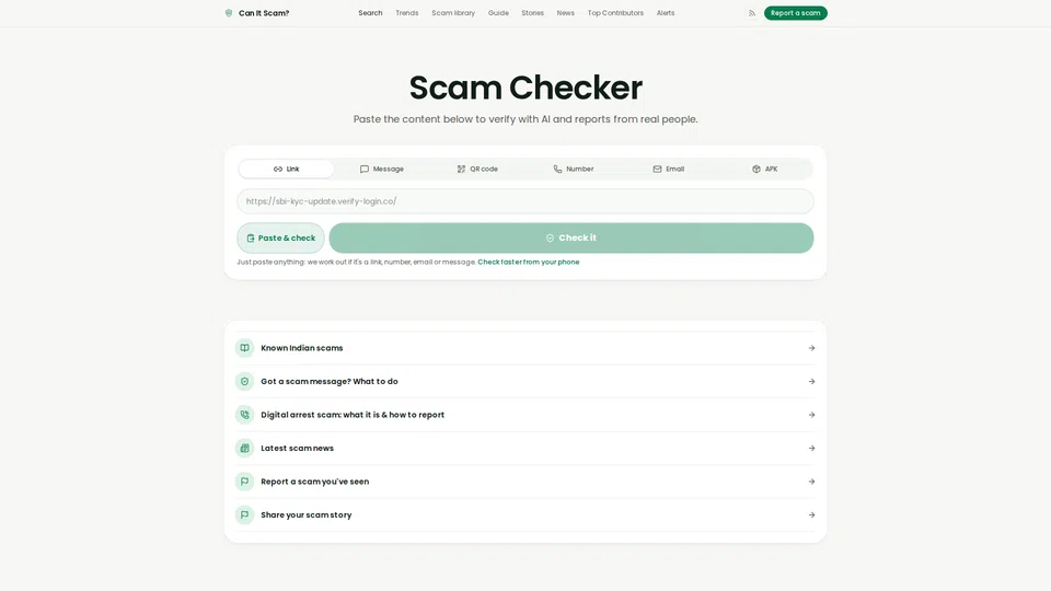 Homepage snapshot at launch