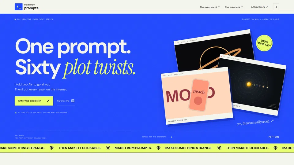 Homepage snapshot at launch