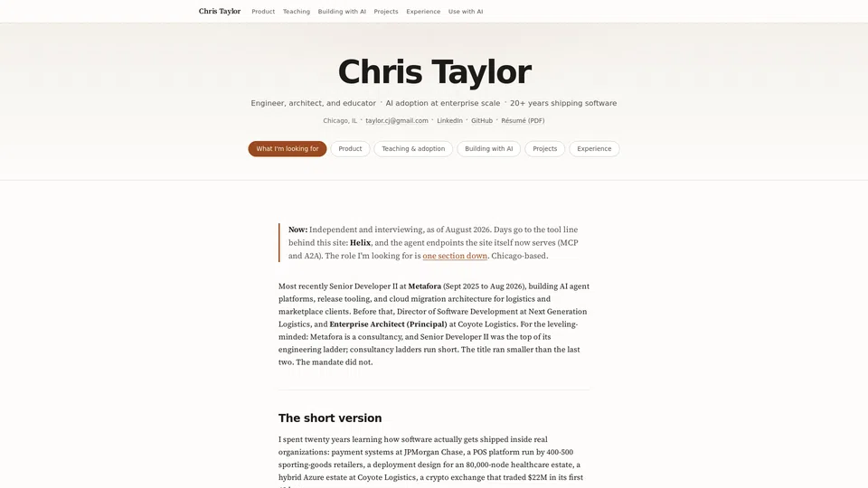 Homepage snapshot at launch