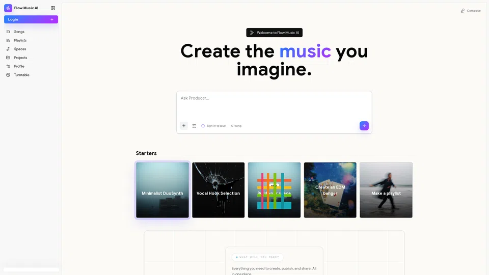 Homepage snapshot at launch